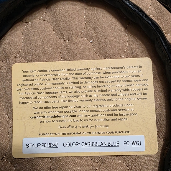 Patricia Nash Caribbean Blue Rose Tooled Leather Satchel Handbag NWOT - Picture 4 of 10